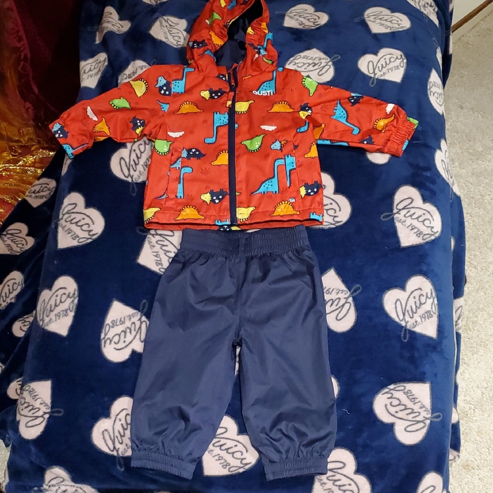 Kids Dinosaur Print Red and Blue Matching Set